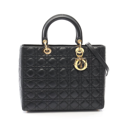 レディディオール ラージ カナージュ ハンドバッグ レザー ブラック 2WAY クリスチャンディオール バッグ Christian Dior