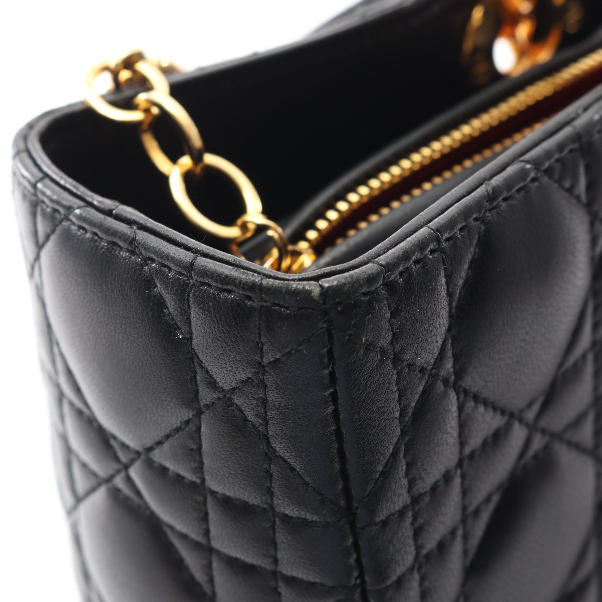 レディディオール ラージ カナージュ ハンドバッグ レザー ブラック 2WAY クリスチャンディオール バッグ Christian Dior