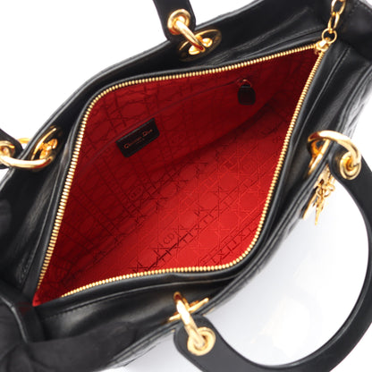 レディディオール ラージ カナージュ ハンドバッグ レザー ブラック 2WAY クリスチャンディオール バッグ Christian Dior