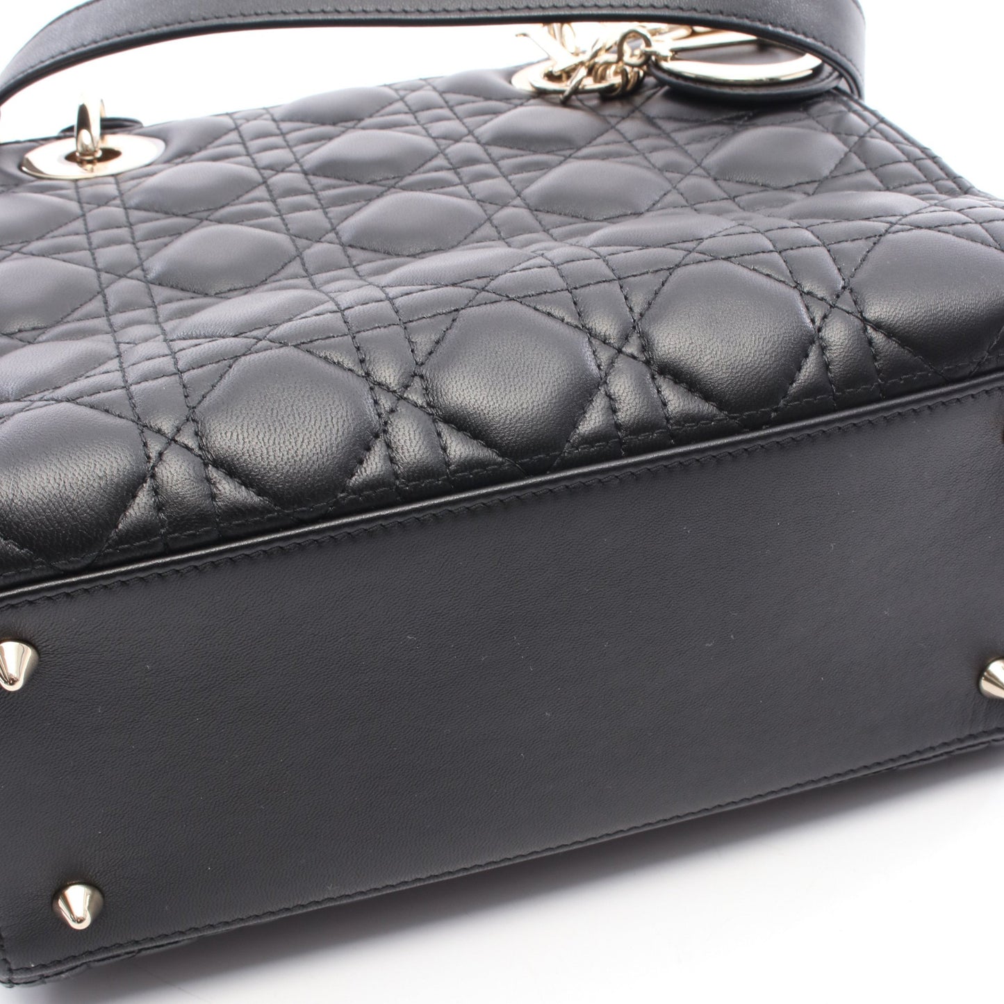 LADY DIOR レディディオール カナージュ ハンドバッグ レザー ブラック 2WAY クリスチャンディオール バッグ Christian Dior