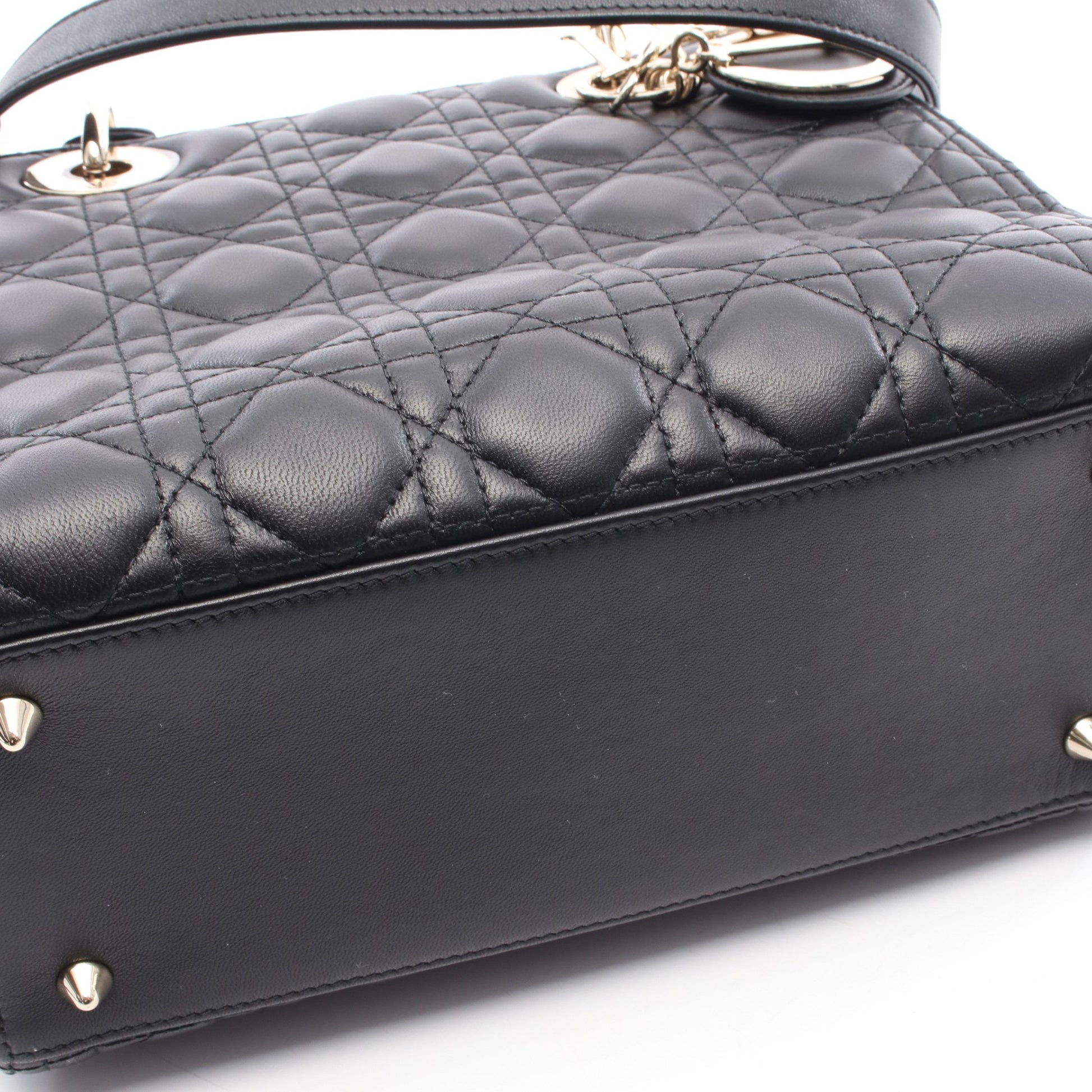 LADY DIOR レディディオール カナージュ ハンドバッグ レザー ブラック 2WAY クリスチャンディオール バッグ Christian Dior