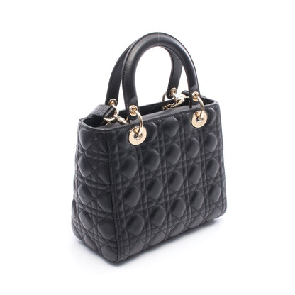 LADY DIOR レディディオール カナージュ ハンドバッグ レザー ブラック 2WAY クリスチャンディオール バッグ Christian Dior