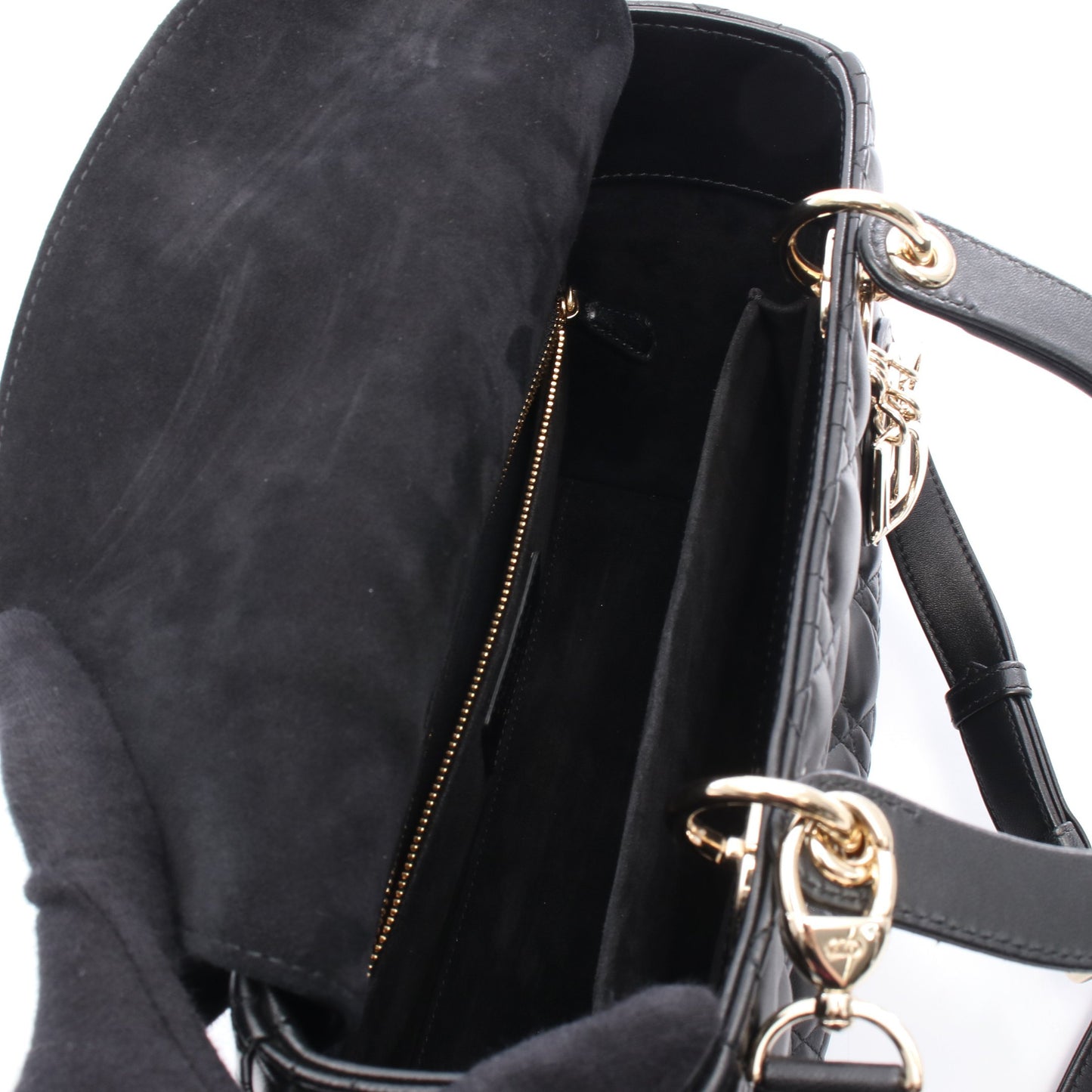 LADY DIOR レディディオール カナージュ ハンドバッグ レザー ブラック 2WAY クリスチャンディオール バッグ Christian Dior