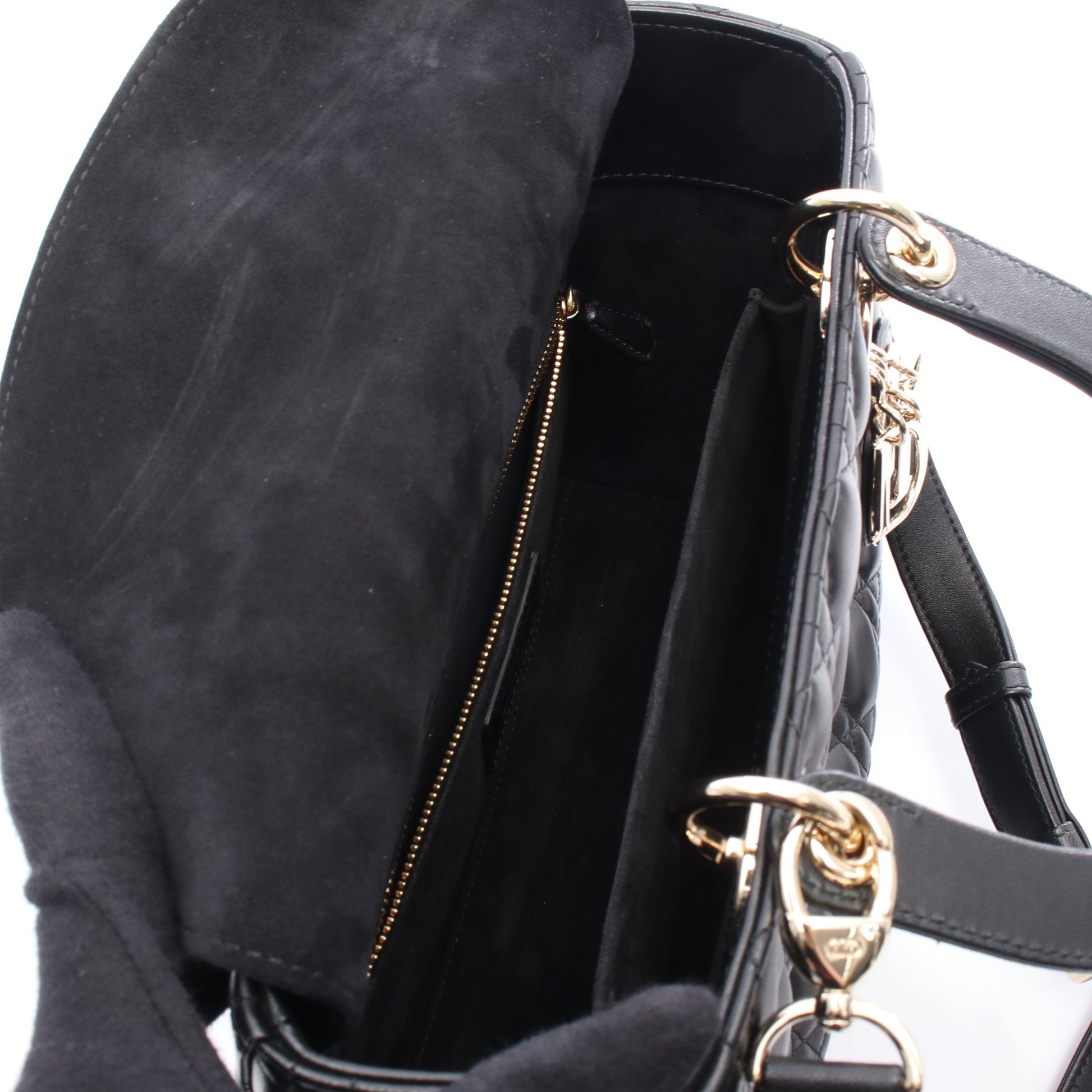 LADY DIOR レディディオール カナージュ ハンドバッグ レザー ブラック 2WAY クリスチャンディオール バッグ Christian Dior