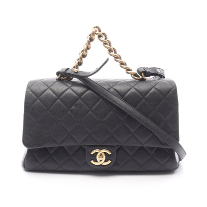 マトラッセ チェーンハンドバッグ レザー ブラック ゴールド金具 2WAY シャネル バッグ CHANEL