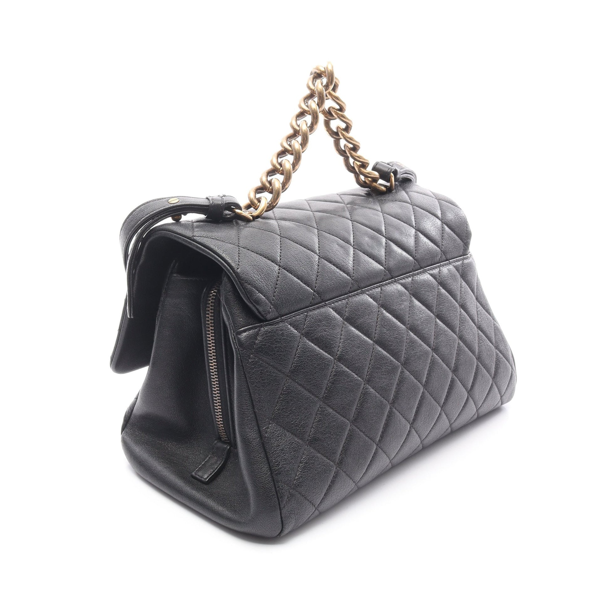 マトラッセ チェーンハンドバッグ レザー ブラック ゴールド金具 2WAY シャネル バッグ CHANEL