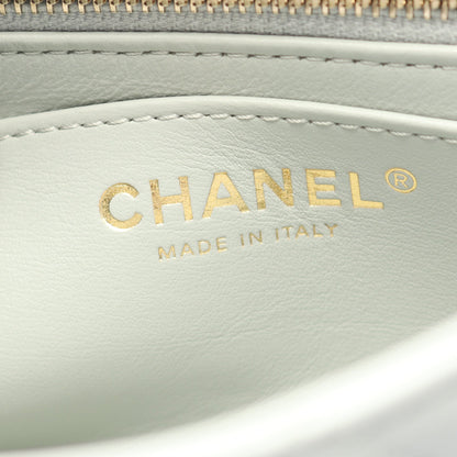マトラッセ ミニ フラップバッグ チェーンショルダーバッグ ラムスキン ブルーグレー ゴールド金具 シャネル バッグ CHANEL