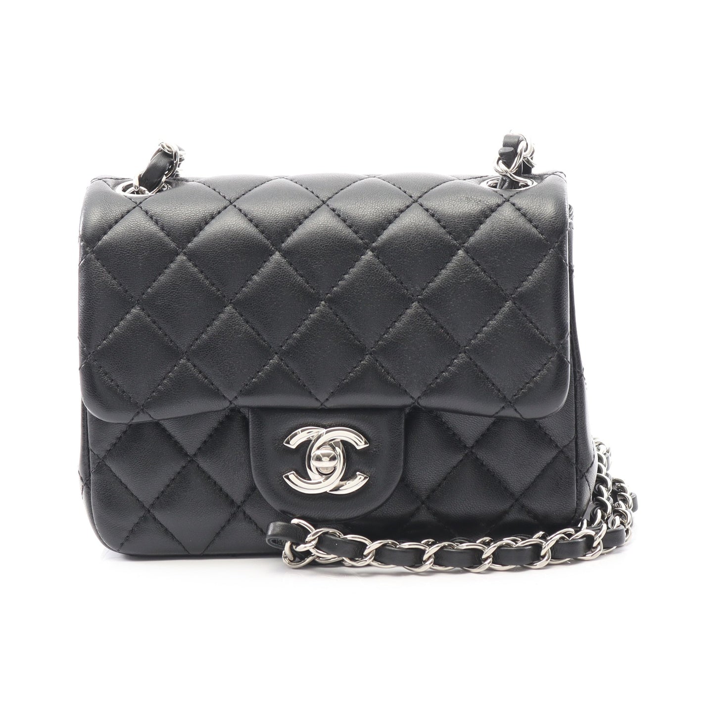 ミニマトラッセ チェーンショルダーバッグ ラムスキン ブラック シルバー金具 シャネル バッグ CHANEL