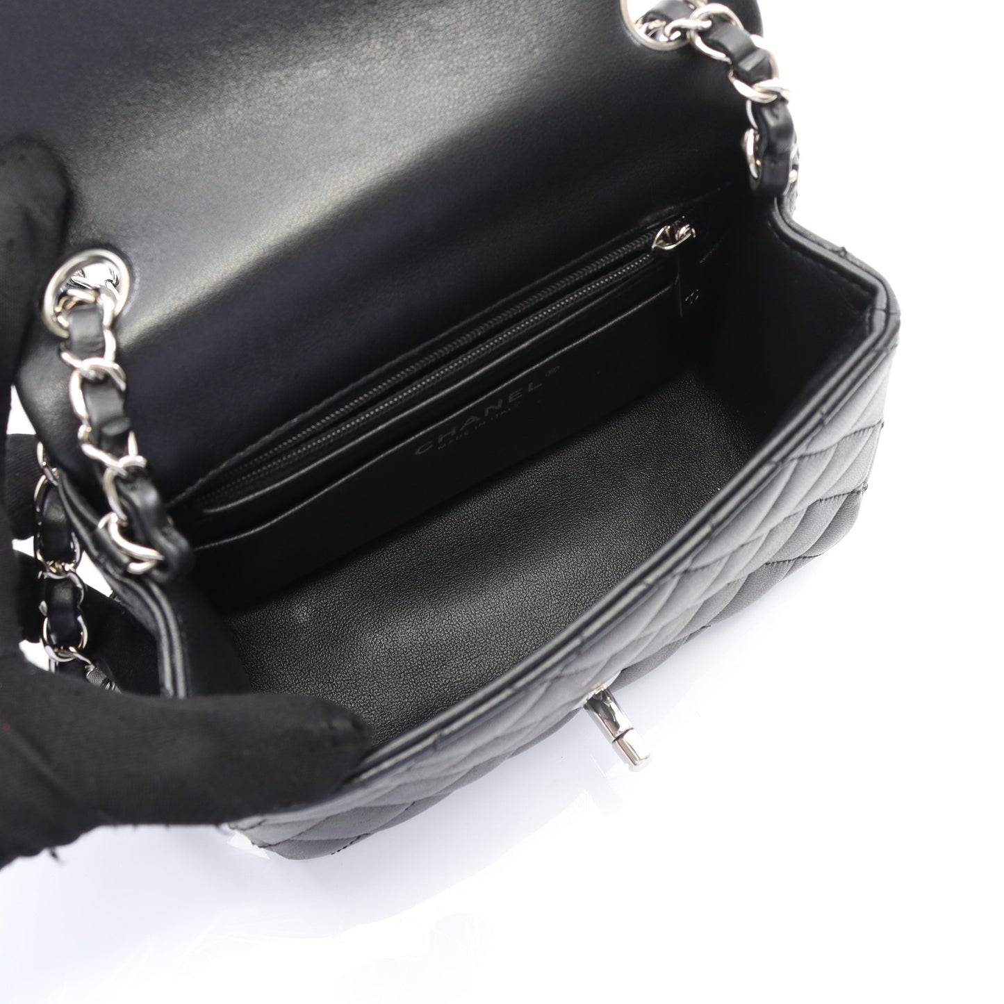 ミニマトラッセ チェーンショルダーバッグ ラムスキン ブラック シルバー金具 シャネル バッグ CHANEL