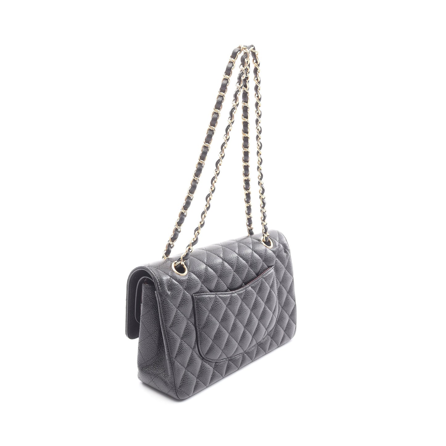 マトラッセ Wフラップ Wチェーンショルダーバッグ キャビアスキン ブラック ゴールド金具 シャネル バッグ CHANEL