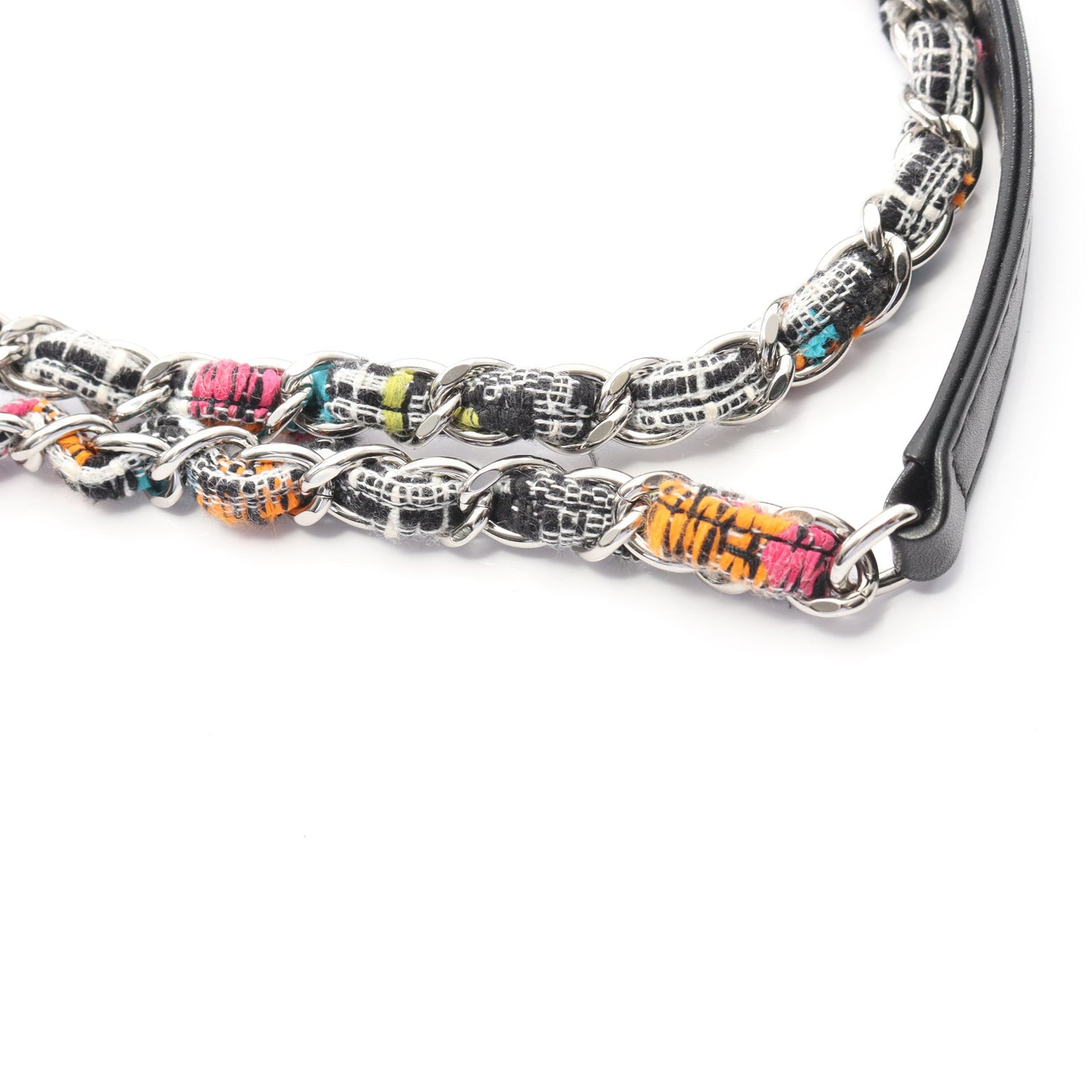 マトラッセ チェーンショルダーバッグ ツイード レザー ホワイト ブラック マルチカラー シルバー金具 シャネル バッグ CHANEL