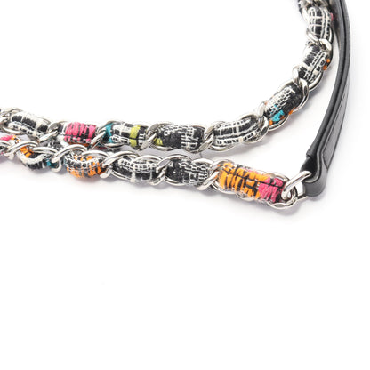 マトラッセ チェーンショルダーバッグ ツイード レザー ホワイト ブラック マルチカラー シルバー金具 シャネル バッグ CHANEL