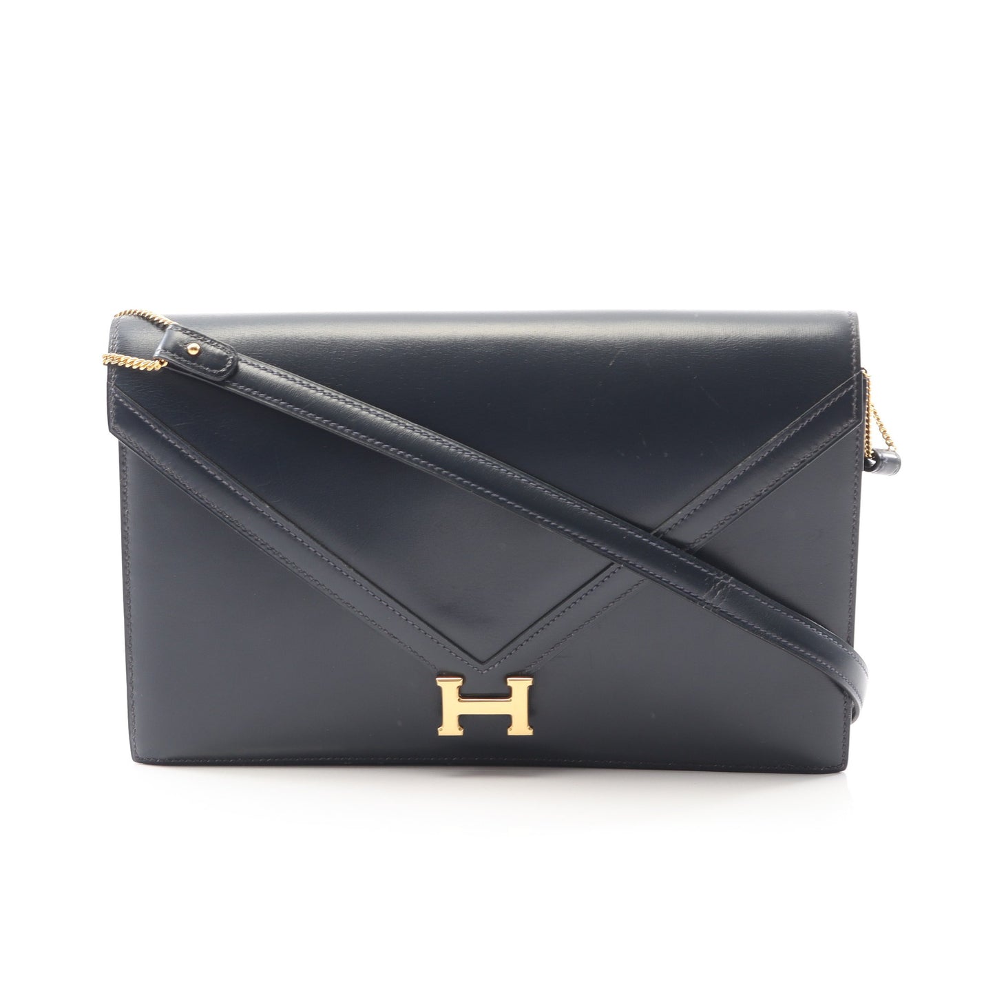 リディ ブルーインディゴ ショルダーバッグ ボックスカーフ ネイビー ゴールド金具 ○P刻印 エルメス バッグ HERMES