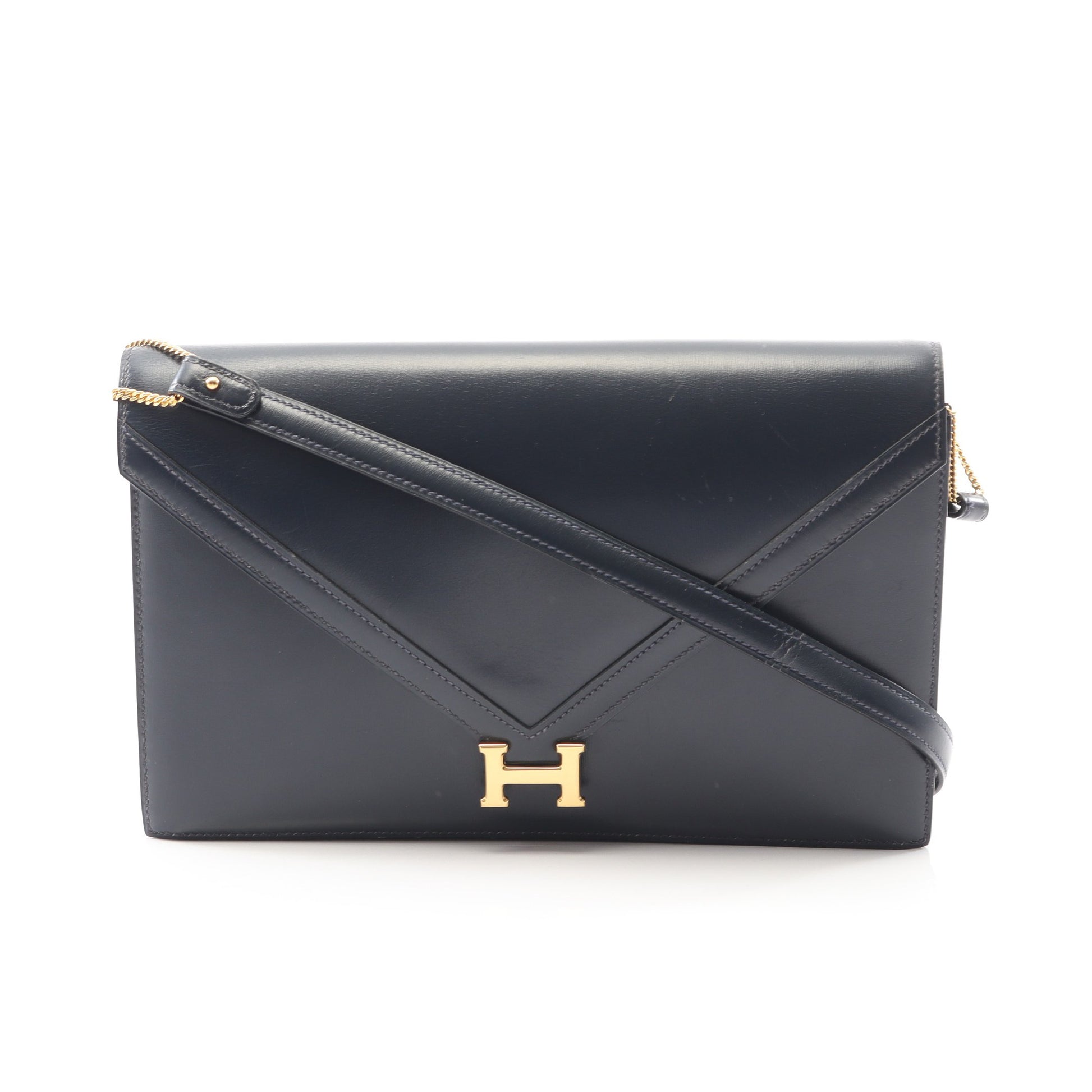 リディ ブルーインディゴ ショルダーバッグ ボックスカーフ ネイビー ゴールド金具 ○P刻印 エルメス バッグ HERMES
