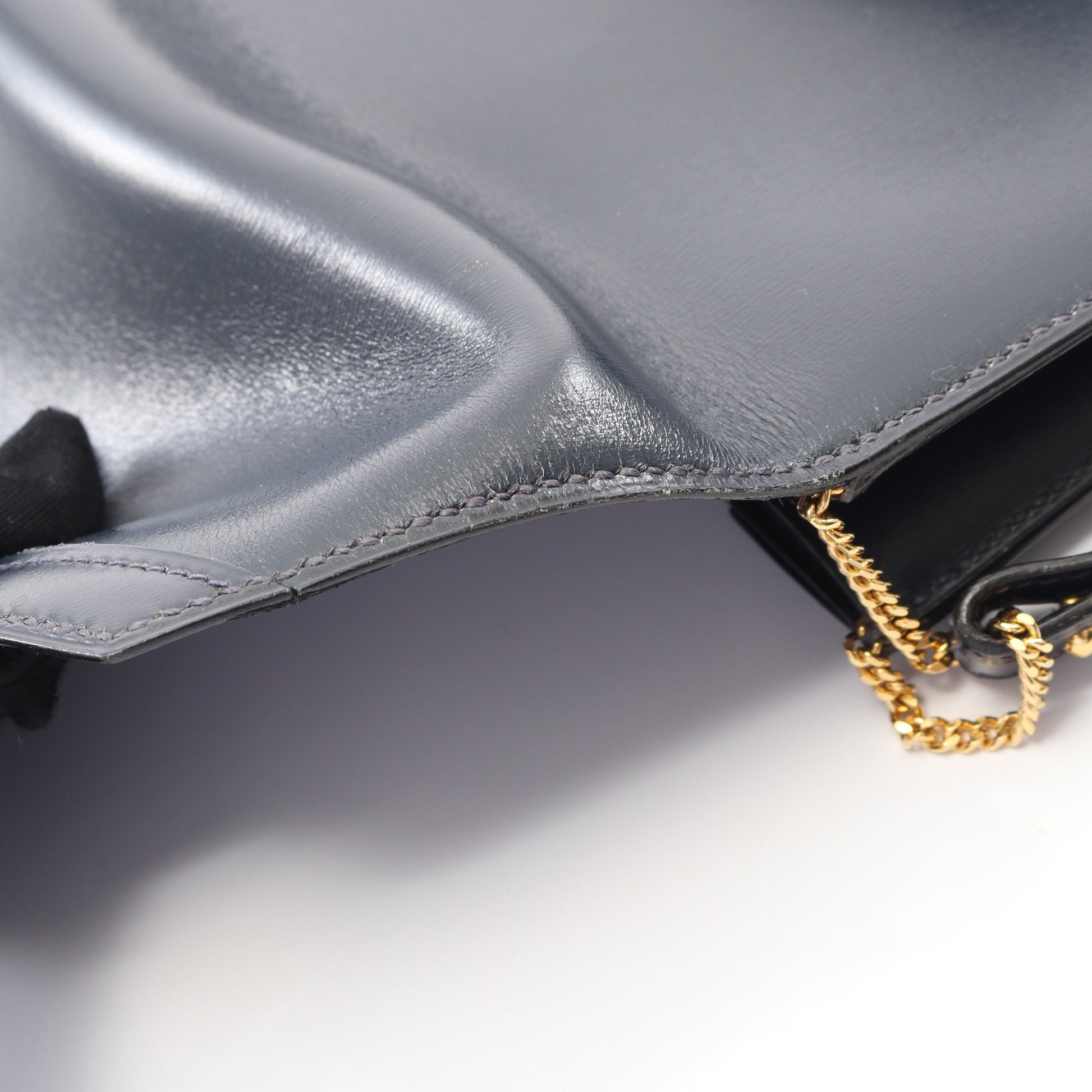 リディ ブルーインディゴ ショルダーバッグ ボックスカーフ ネイビー ゴールド金具 ○P刻印 エルメス バッグ HERMES
