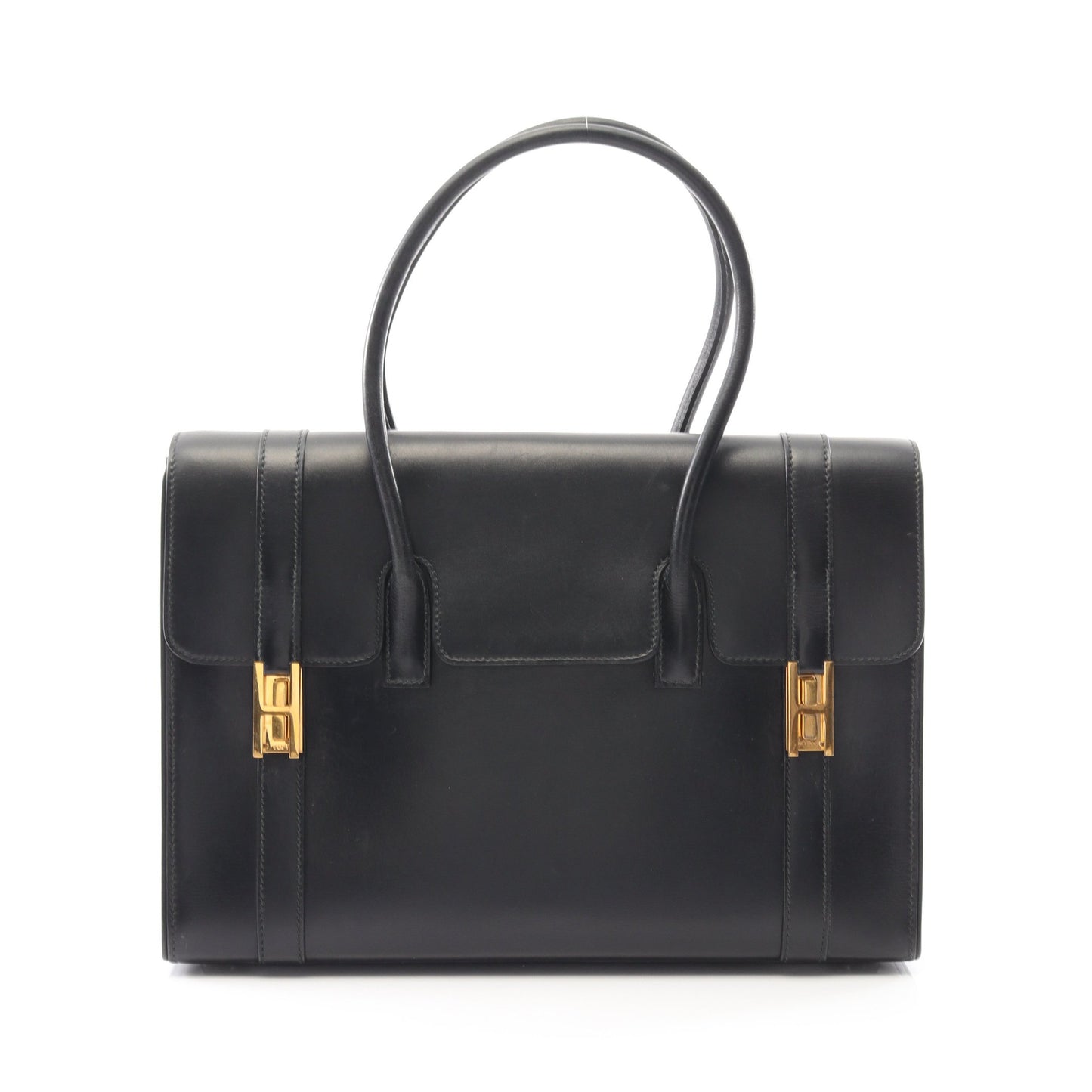 ドラッグ30 ハンドバッグ ボックスカーフ ブラック ゴールド金具 ○G刻印 エルメス バッグ HERMES