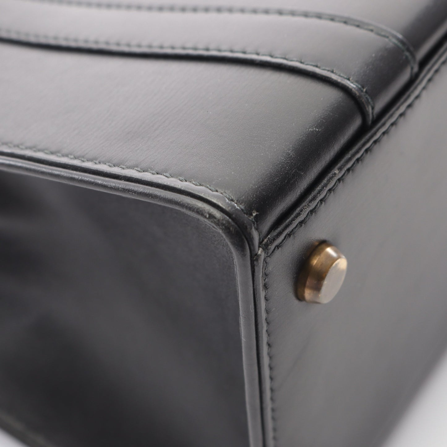 ドラッグ30 ハンドバッグ ボックスカーフ ブラック ゴールド金具 ○G刻印 エルメス バッグ HERMES
