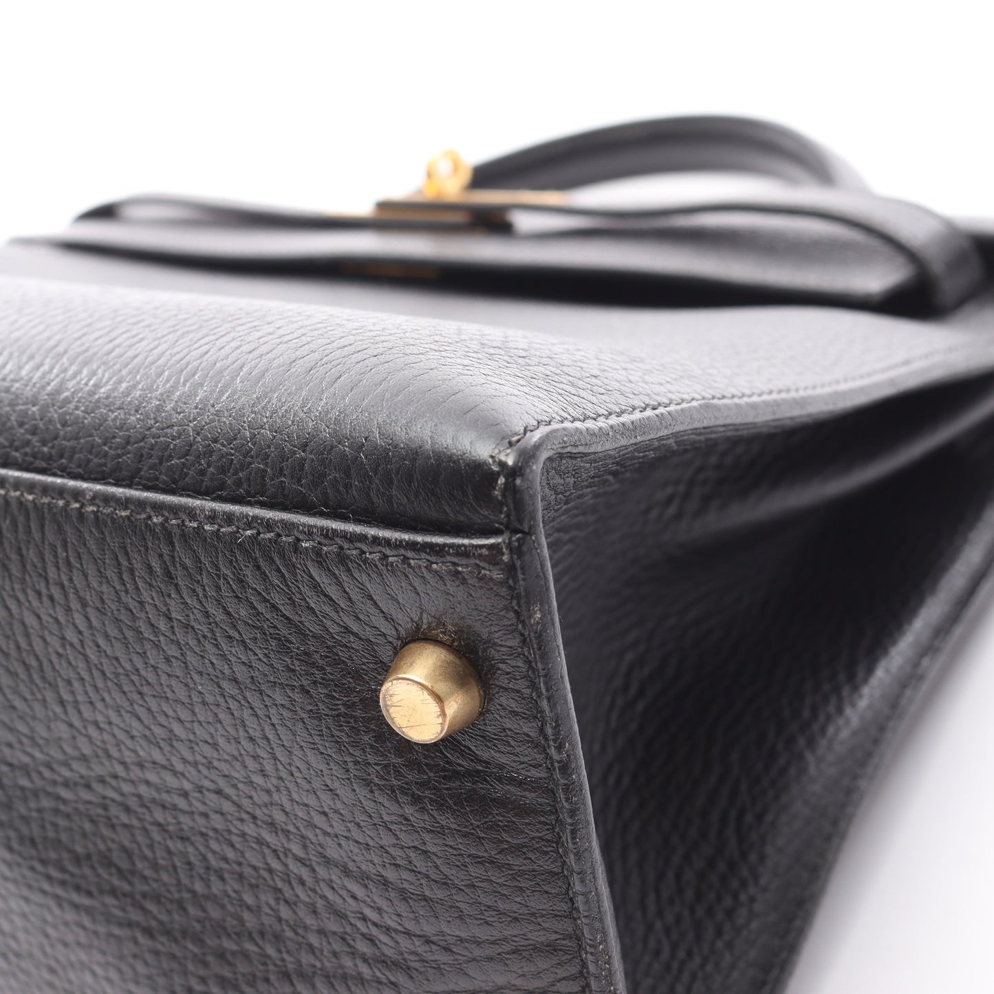 ケリー32 ハンドバッグ アルデンヌ ブラック ゴールド金具 外縫い ○Y刻印 エルメス バッグ HERMES