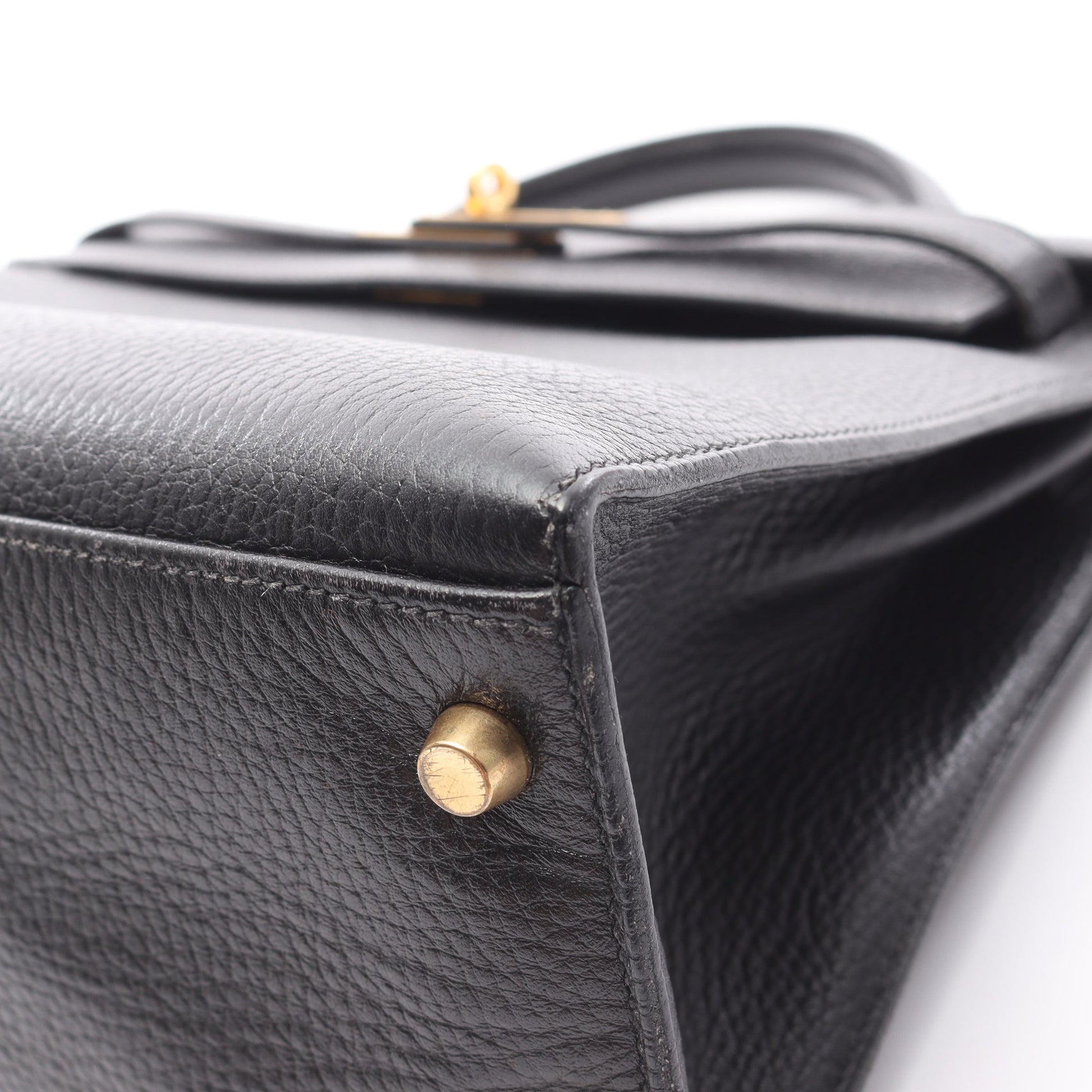 ケリー32 ハンドバッグ アルデンヌ ブラック ゴールド金具 外縫い ○Y刻印 エルメス バッグ HERMES