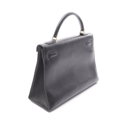 ケリー32 ハンドバッグ アルデンヌ ブラック ゴールド金具 外縫い ○Y刻印 エルメス バッグ HERMES