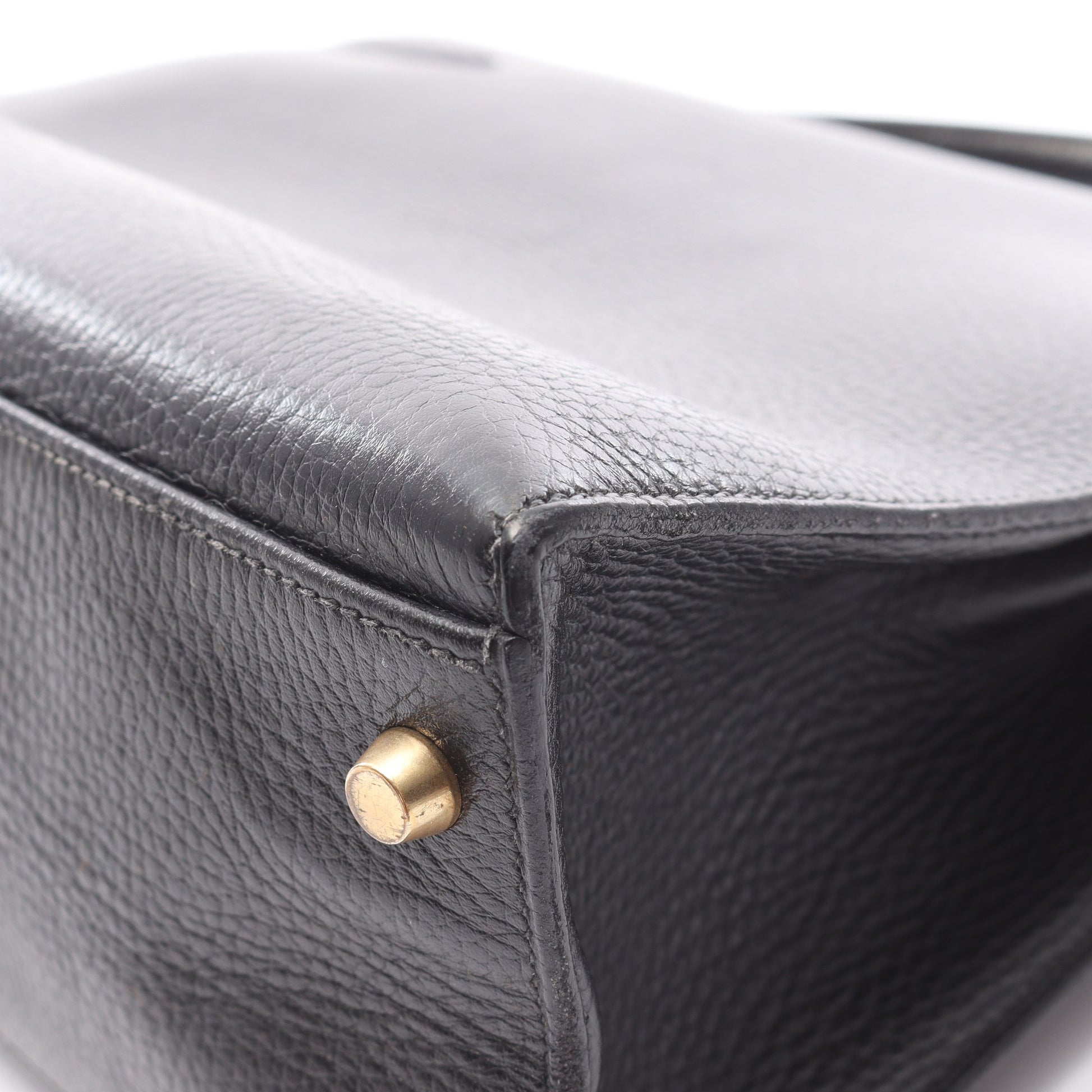 ケリー32 ハンドバッグ アルデンヌ ブラック ゴールド金具 外縫い ○Y刻印 エルメス バッグ HERMES