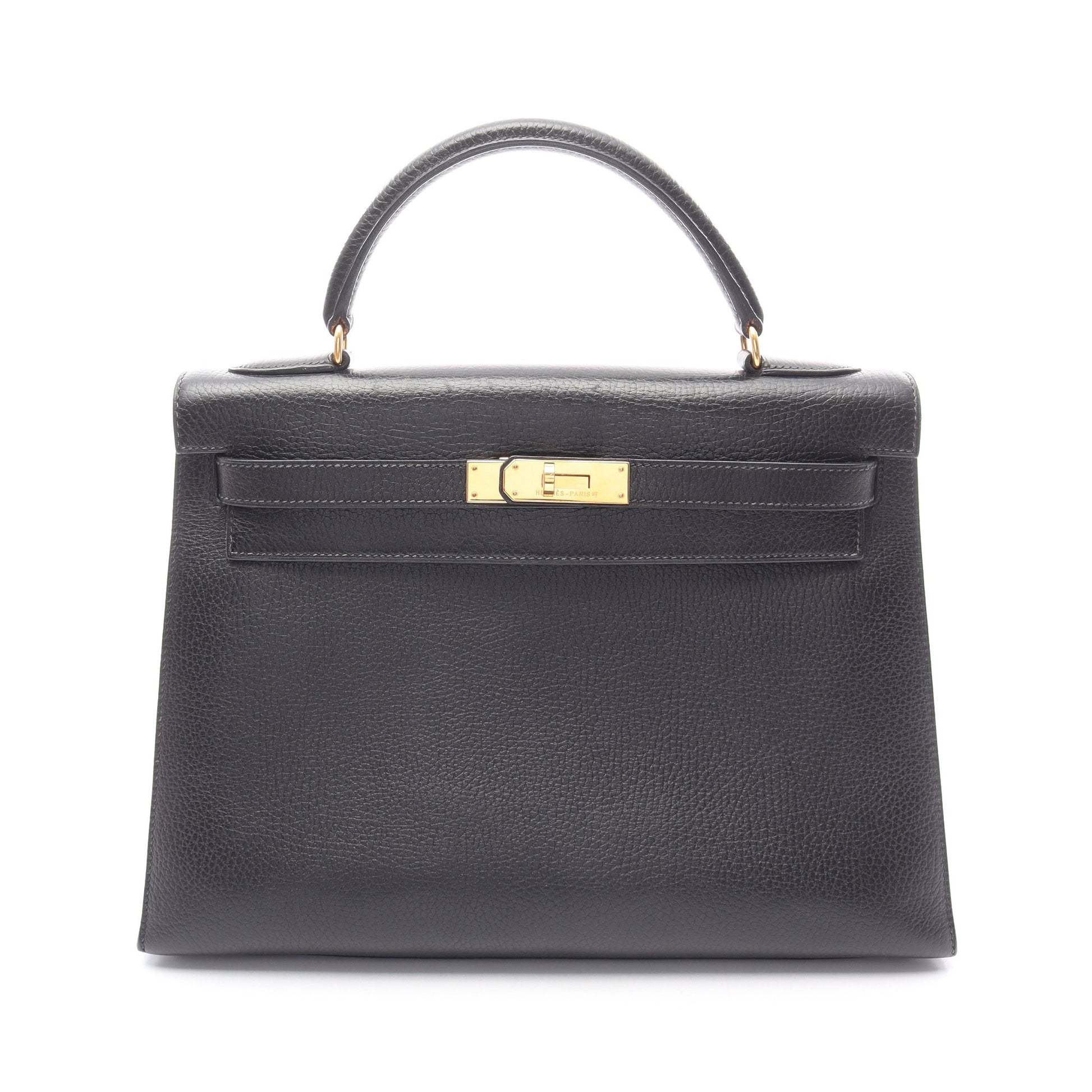 ケリー32 ハンドバッグ アルデンヌ ブラック ゴールド金具 外縫い ○Y刻印 エルメス バッグ HERMES