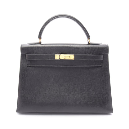 ケリー32 ハンドバッグ アルデンヌ ブラック ゴールド金具 外縫い ○Y刻印 エルメス バッグ HERMES
