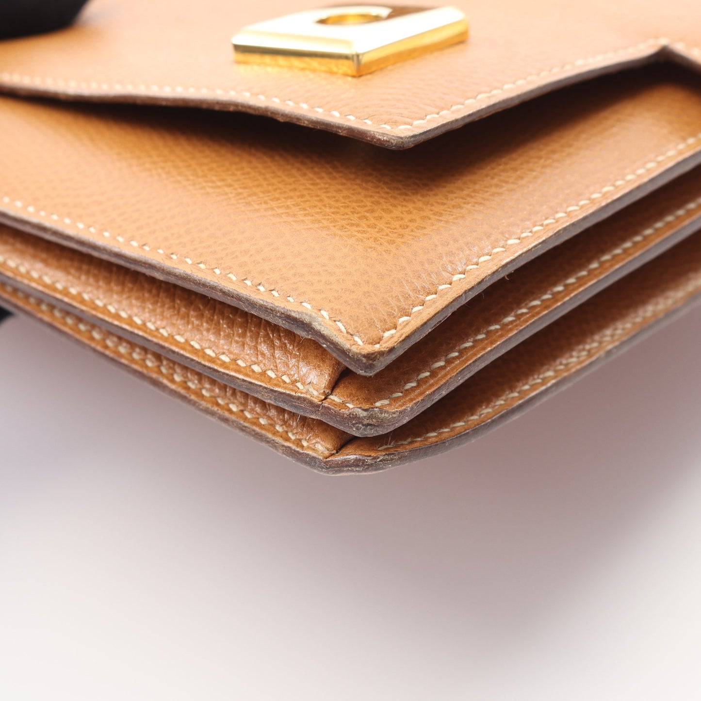 ピアノ ゴールド ハンドバッグ クシュベル ライトブラウン ゴールド金具 ○P刻印 エルメス バッグ HERMES