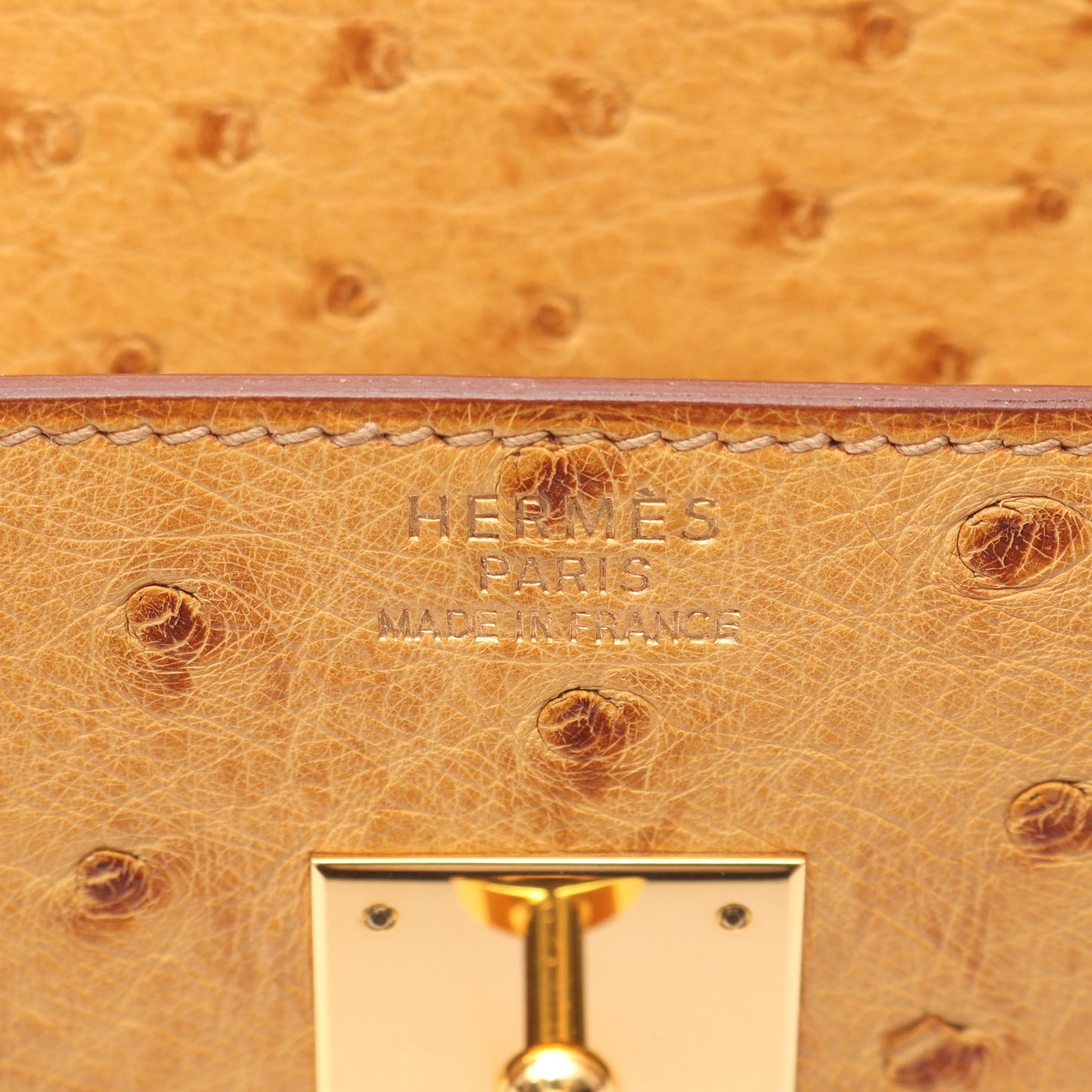 バーキン35 チェスナッツ ハンドバッグ オーストリッチ ライトブラウン ゴールド金具 □E刻印 エルメス バッグ HERMES