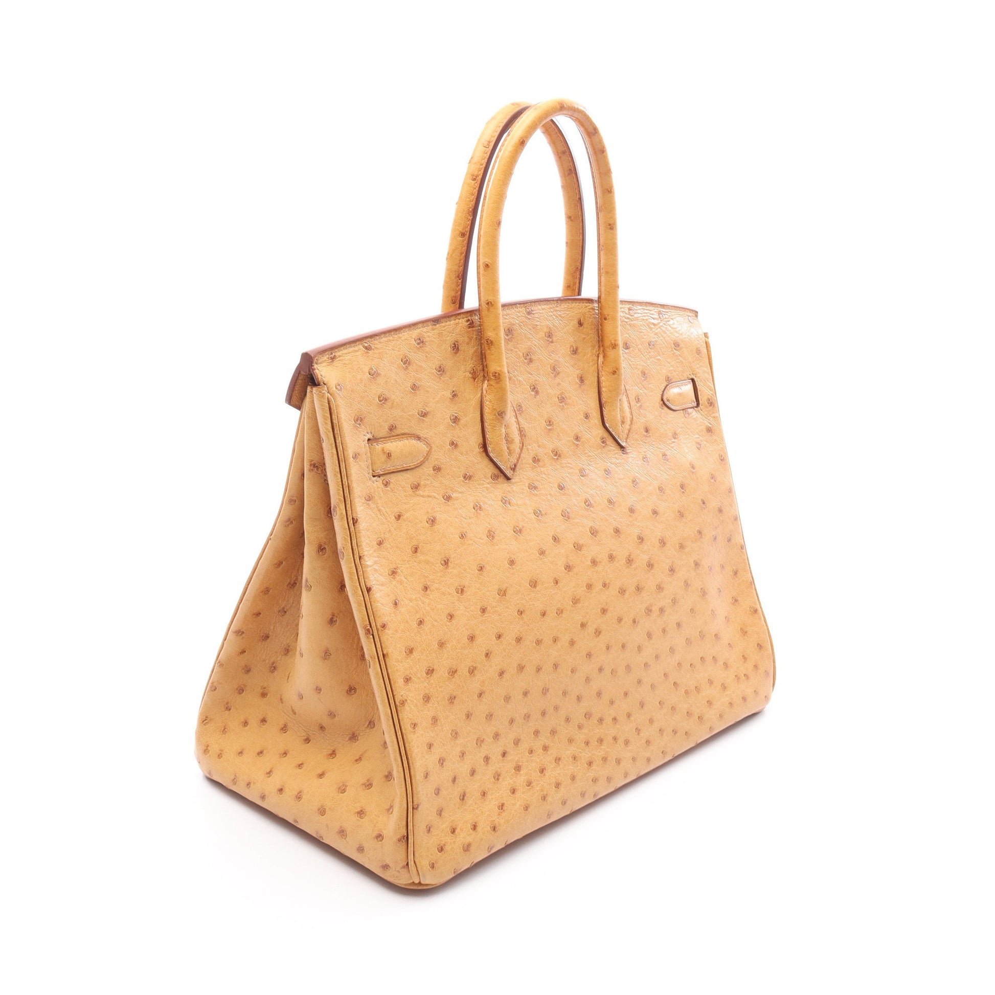 バーキン35 チェスナッツ ハンドバッグ オーストリッチ ライトブラウン ゴールド金具 □E刻印 エルメス バッグ HERMES