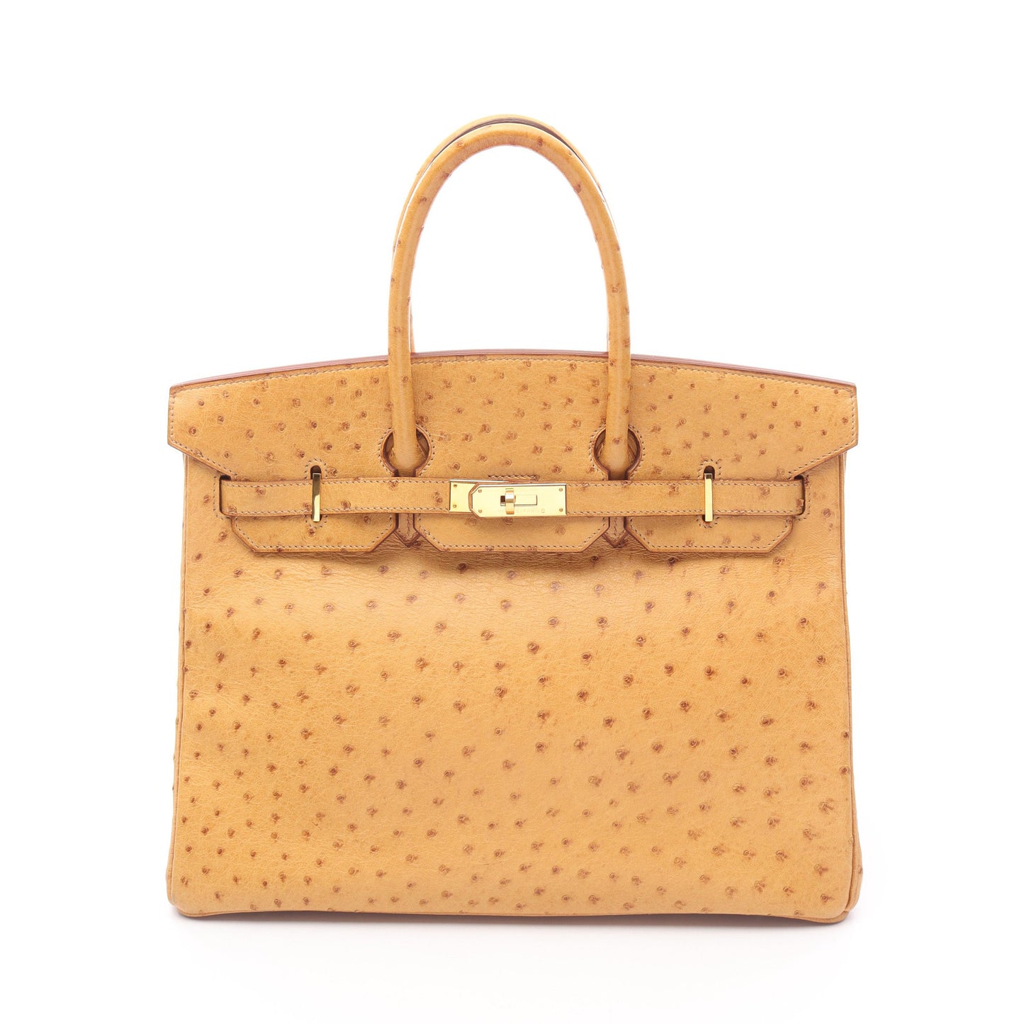 バーキン35 チェスナッツ ハンドバッグ オーストリッチ ライトブラウン ゴールド金具 □E刻印 エルメス バッグ HERMES