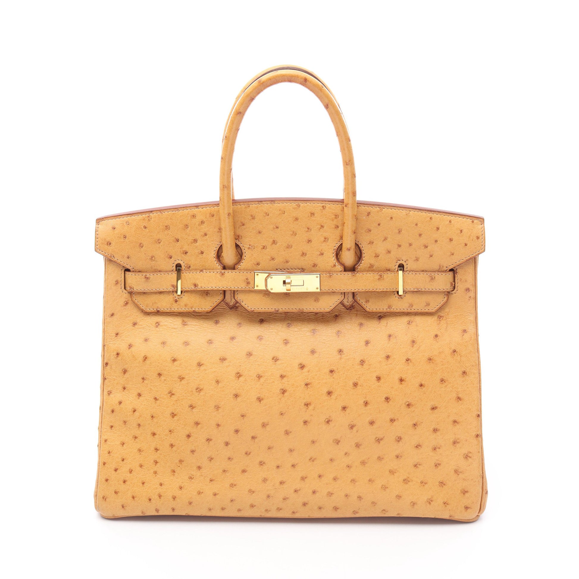 バーキン35 チェスナッツ ハンドバッグ オーストリッチ ライトブラウン ゴールド金具 □E刻印 エルメス バッグ HERMES