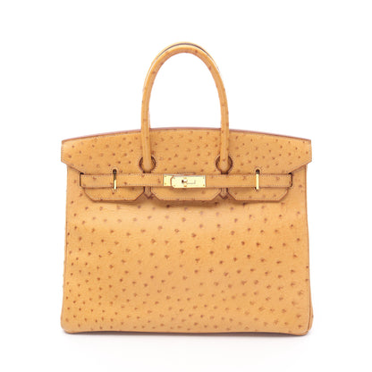 バーキン35 チェスナッツ ハンドバッグ オーストリッチ ライトブラウン ゴールド金具 □E刻印 エルメス バッグ HERMES