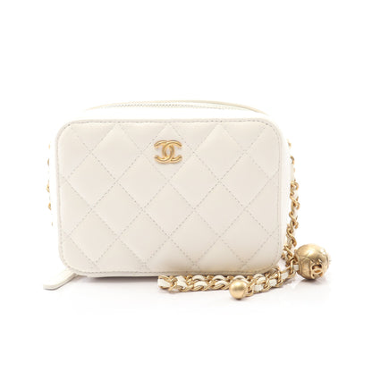マトラッセ チェーンショルダーバッグ レザー ホワイト ゴールド金具 シャネル バッグ CHANEL