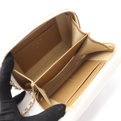 マトラッセ チェーンショルダーバッグ レザー ホワイト ゴールド金具 シャネル バッグ CHANEL