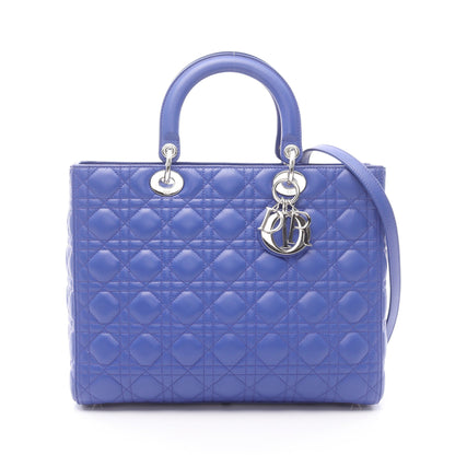 レディディオール ラージ カナージュ ハンドバッグ レザー ブルー 2WAY クリスチャンディオール バッグ Christian Dior