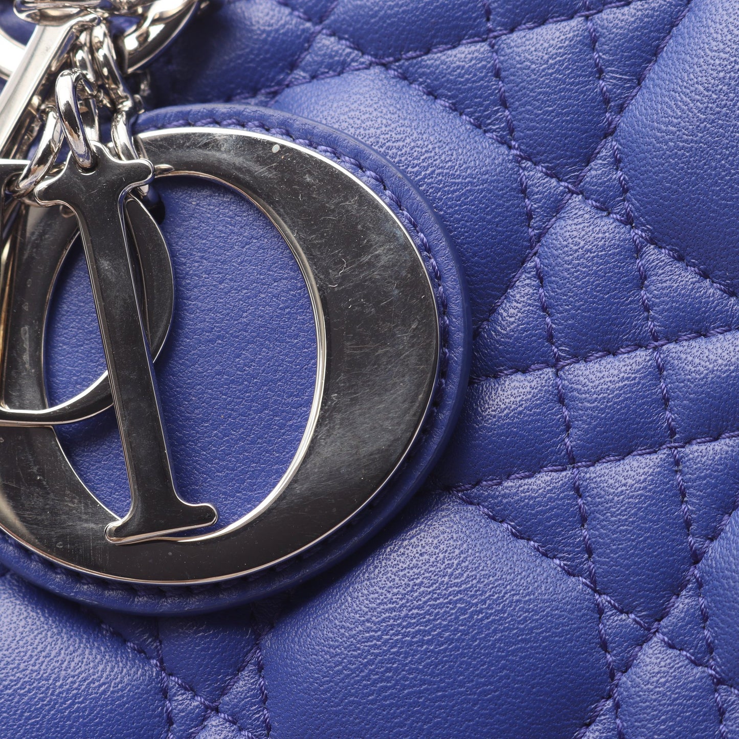 レディディオール ラージ カナージュ ハンドバッグ レザー ブルー 2WAY クリスチャンディオール バッグ Christian Dior