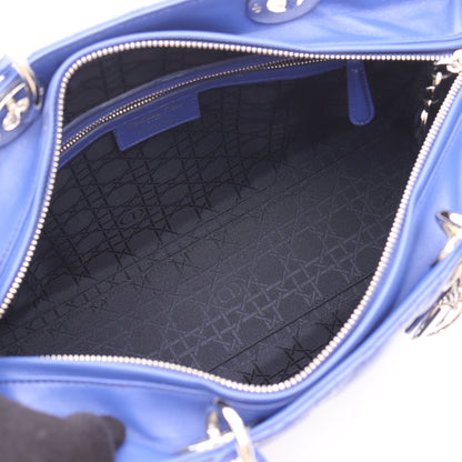 レディディオール ラージ カナージュ ハンドバッグ レザー ブルー 2WAY クリスチャンディオール バッグ Christian Dior