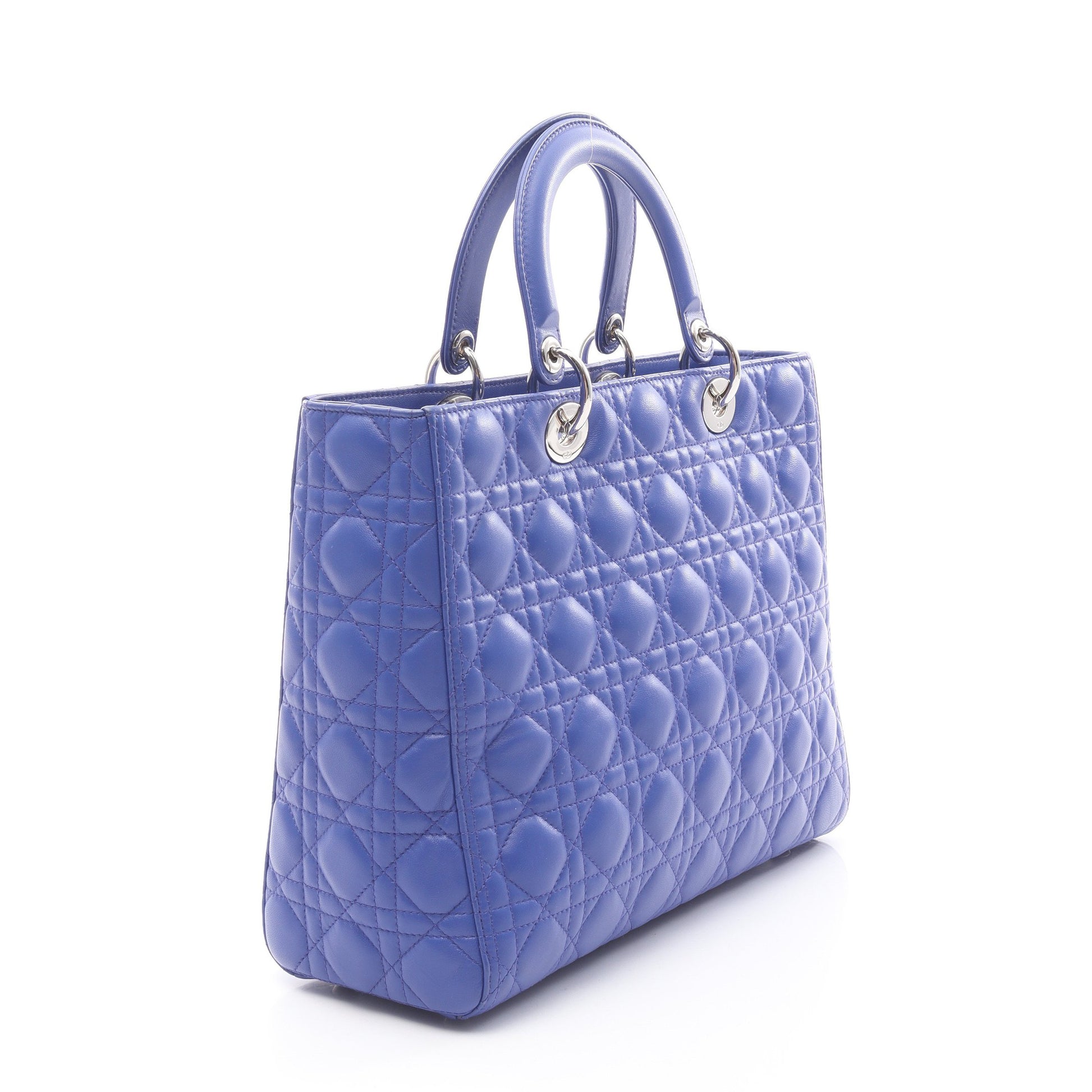 レディディオール ラージ カナージュ ハンドバッグ レザー ブルー 2WAY クリスチャンディオール バッグ Christian Dior