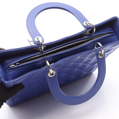 レディディオール ラージ カナージュ ハンドバッグ レザー ブルー 2WAY クリスチャンディオール バッグ Christian Dior