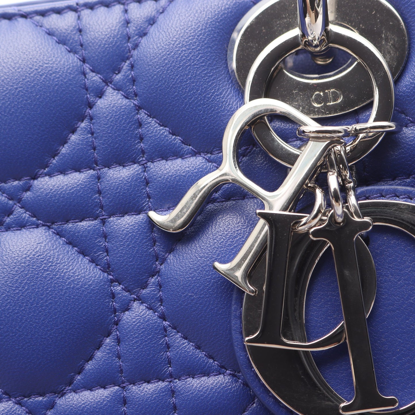 レディディオール ラージ カナージュ ハンドバッグ レザー ブルー 2WAY クリスチャンディオール バッグ Christian Dior