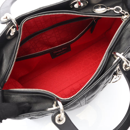 レディディオール ラージ カナージュ ハンドバッグ レザー ブラック 2WAY クリスチャンディオール バッグ Christian Dior