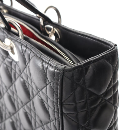 レディディオール ラージ カナージュ ハンドバッグ レザー ブラック 2WAY クリスチャンディオール バッグ Christian Dior