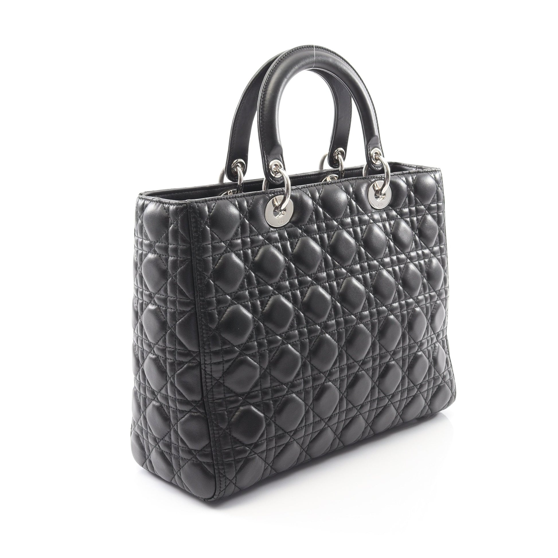 レディディオール ラージ カナージュ ハンドバッグ レザー ブラック 2WAY クリスチャンディオール バッグ Christian Dior