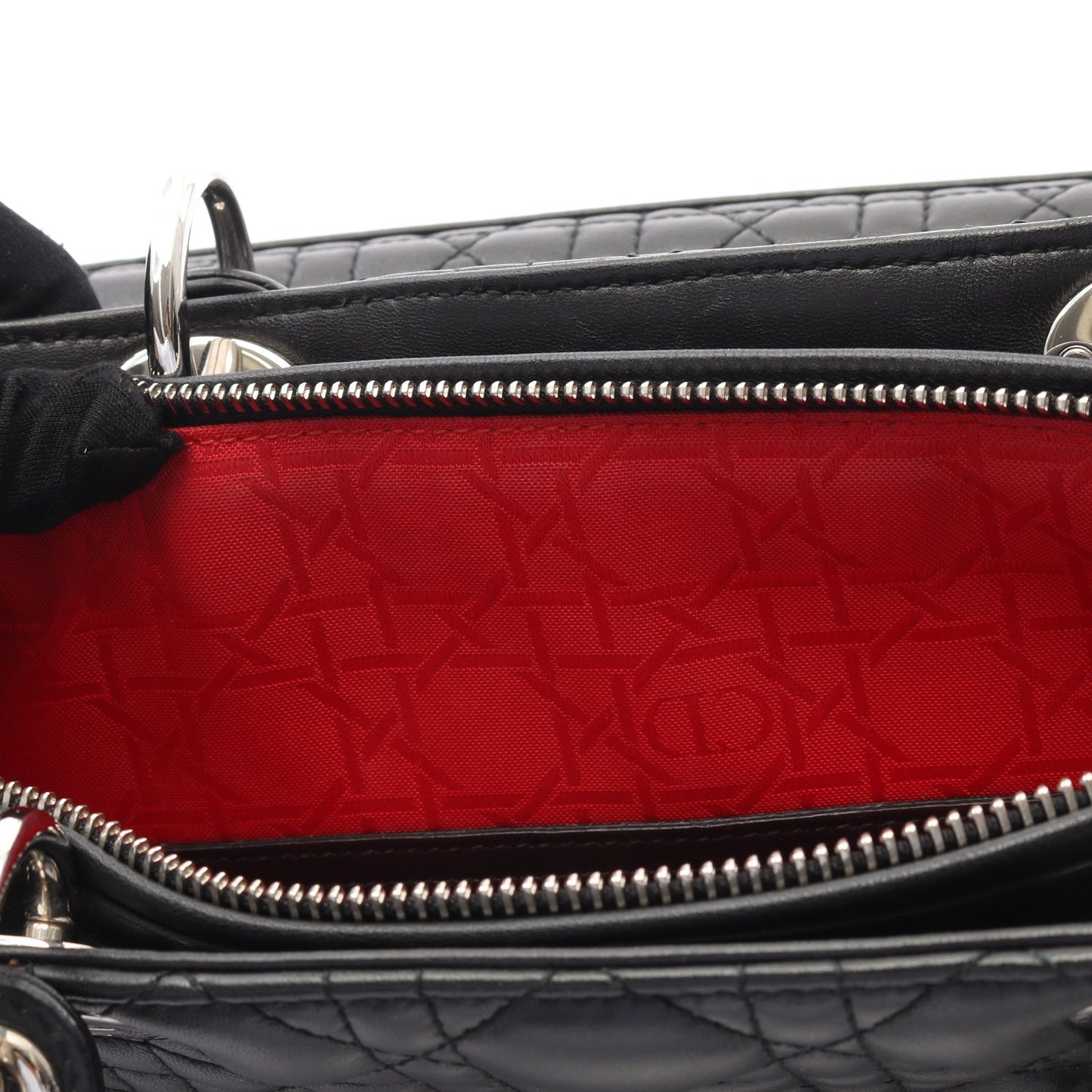 レディディオール ラージ カナージュ ハンドバッグ レザー ブラック 2WAY クリスチャンディオール バッグ Christian Dior