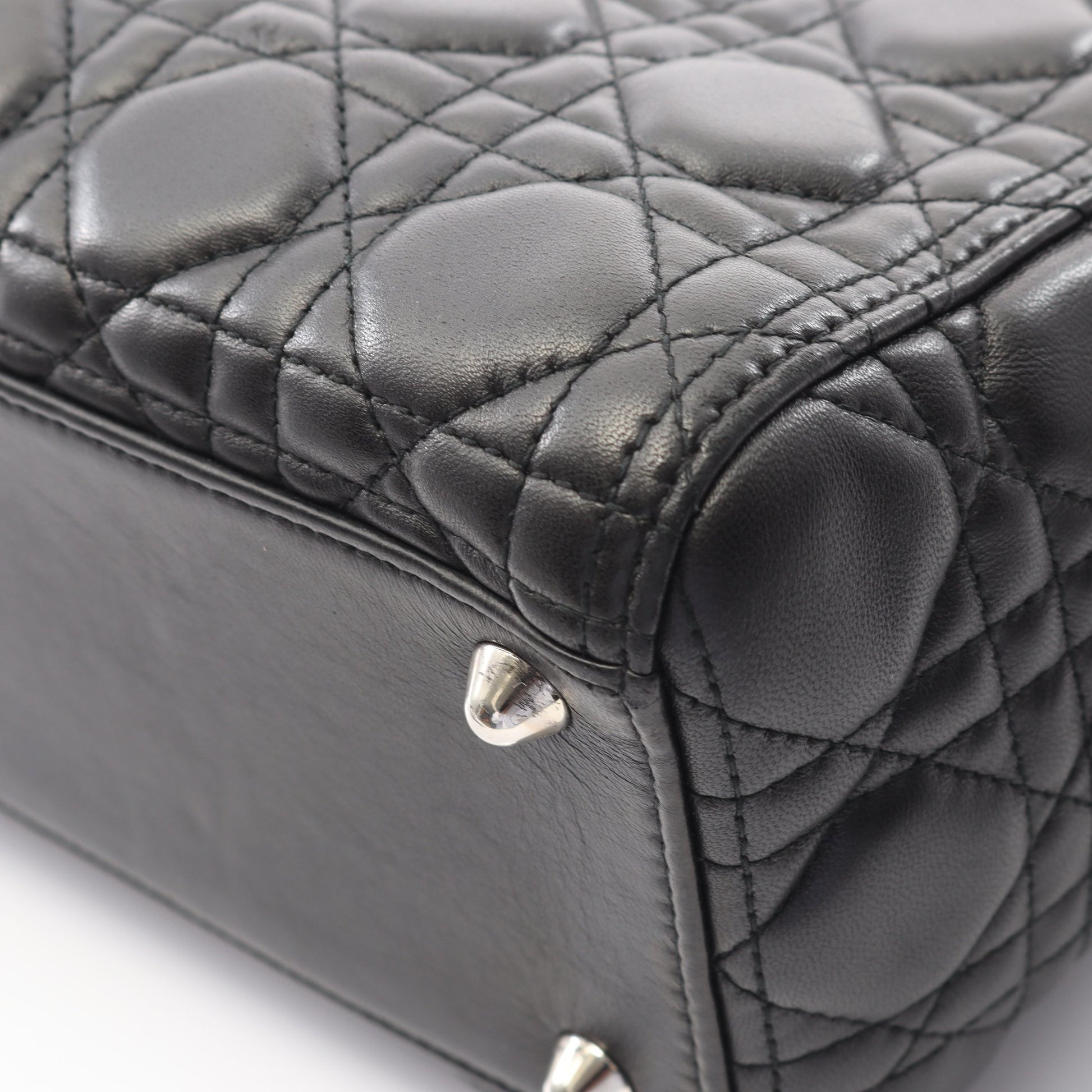 レディディオール ラージ カナージュ ハンドバッグ レザー ブラック 2WAY クリスチャンディオール バッグ Christian Dior