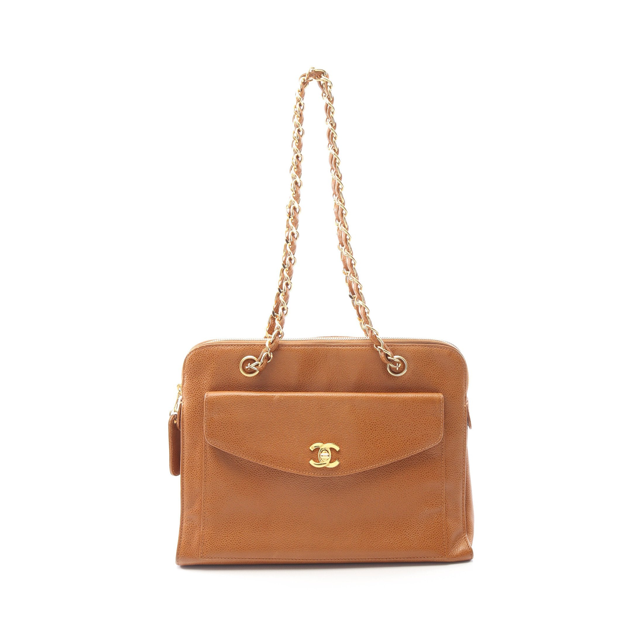 CHANEL ココマーク ゴールドチェーン トートバッグ レザー 黒 CHANEL ココマーク ゴールドチェーン トートバッグ レザー 黒