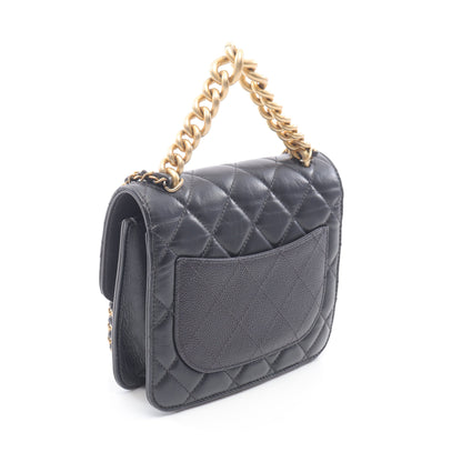 マトラッセ チェーンショルダーバッグ レザー キャビアスキン ブラック ゴールド金具 シャネル バッグ CHANEL