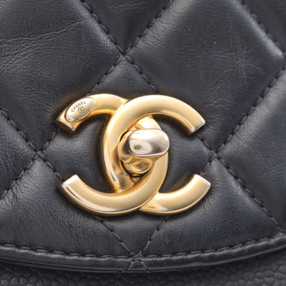 マトラッセ チェーンショルダーバッグ レザー キャビアスキン ブラック ゴールド金具 シャネル バッグ CHANEL