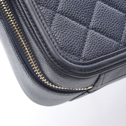 CCフィグリー マトラッセ バニティバッグ チェーンショルダーバッグ キャビアスキン ネイビー ゴールド金具 2WAY シャネル バッグ CHANEL